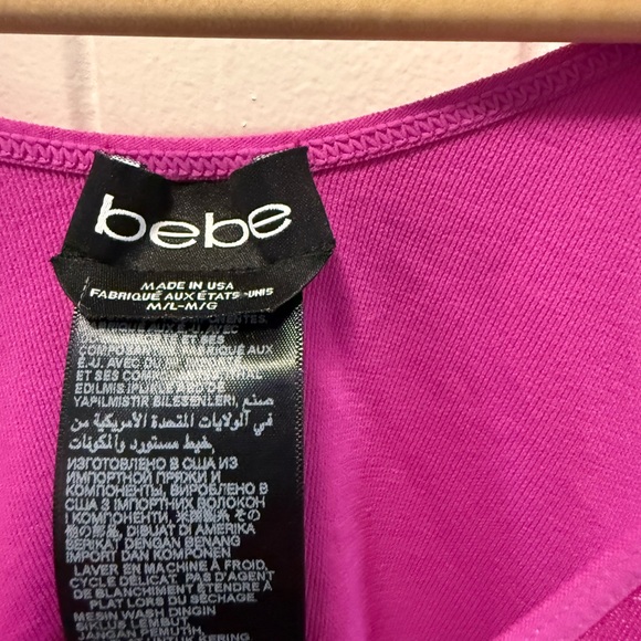 Bebe Bright Fuchsia Cutout Bandage Dress – Size M/L | Stretchy Fit | Party Ready - Picture 3 of 4